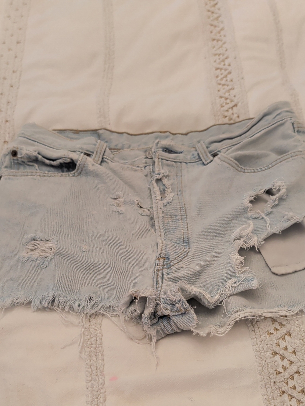 Levi's Light Blue Distressed Denim Cutoff Shorts